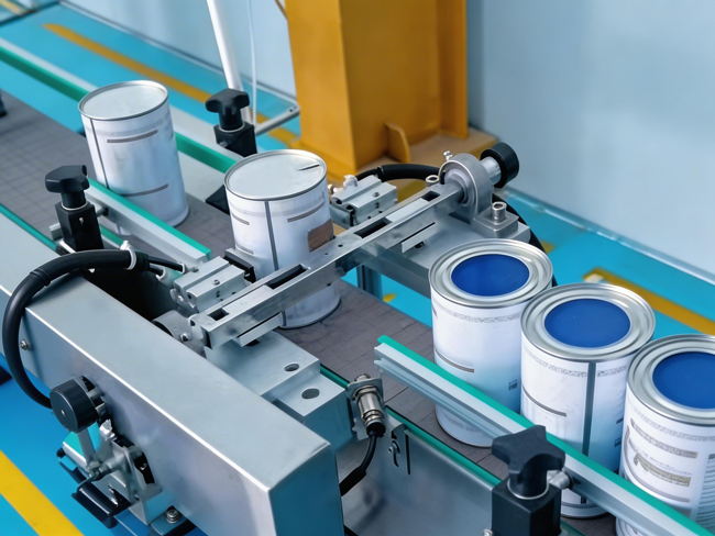 Fully automatic can tumbling machine – hands-free operation.